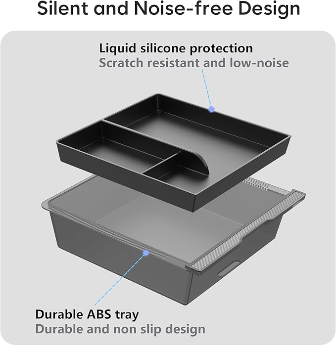 Farmogo Center Console Organizer Tray for Tesla Model Y Juniper (Only Premium & Performance 2025-2026) & Model 3 Highland (2024-2026) Accessories [Premium PC + Silent Silicone Liner] 4pcs Black