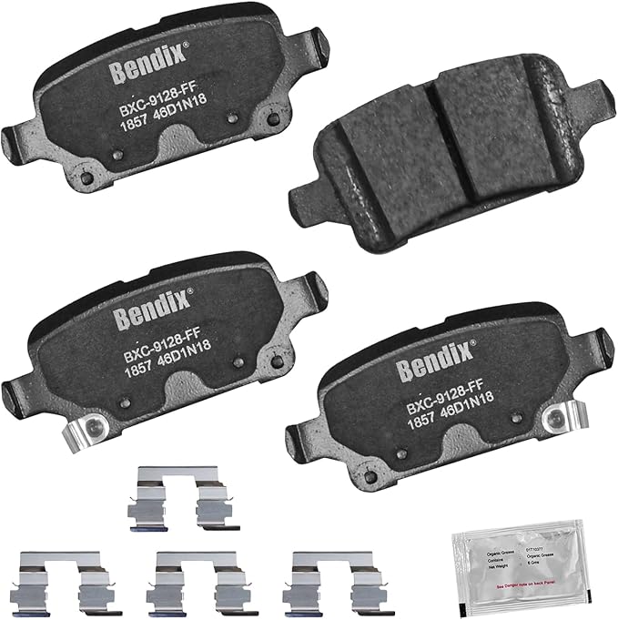 Bendix Priority1 CFC1857 Ceramic Rear Brake Pads for Chevrolet Bolt EUV 2023-2022, Bolt EV 2023-2017, Cruze 2019-2016, Volt 2019-2016