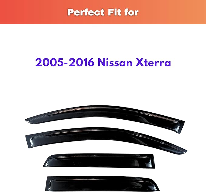KPY Rain Guards Fit for 2005-2016 Nissan Xterra, Out-Channel Window Visors Vent Wind Deflectors 4PC, Car Accessories for 05-16 Xterra