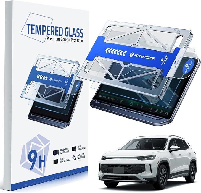 For VW Volkswagen Tiguan 2025-2026 Screen Protector - [More Clear& Smooth] Tiguan Accessories - 9H+ Ultimate Tempered Glass for 15 Inch Screen Protector - Mounting Frame