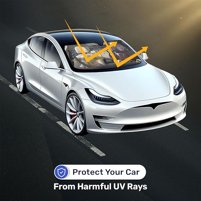 Windshield Sun Shade for T Vehicle (59x37 Inches), Automobile Sunshade, Protector Blocks UV, Car Accessories, Spring Car Decor