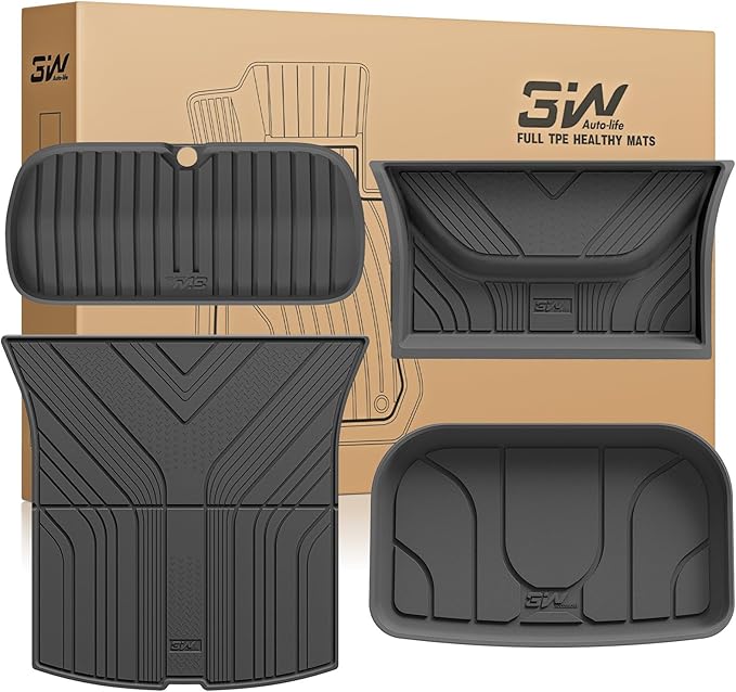 3W 2025 2026 Tesla Model Y Juniper Cargo Mat with Front & Rear Trunk Mats Cargo Liners Anti-Slip TPE All Weather Accessories Vigormold™