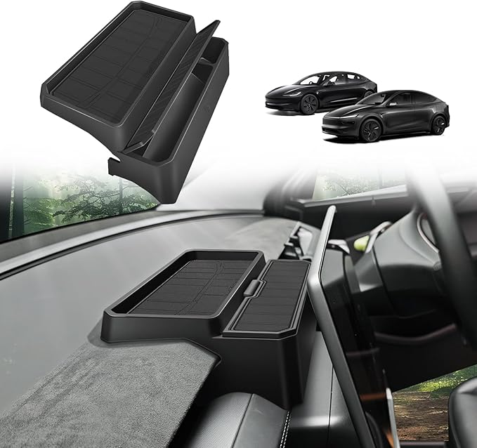BestEvMod for 2026+ Model Y Juniper Refresh/2026 2025 2024+ Model3 Highland Refresh Sunglasses Holder Screen Dash Console Organizer Accessories Dashboard Organizer Back Storage Box Custom Fit Silicone