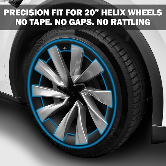 Wheel Rim Protector for Tesla Model Y Juniper 20” Helix Wheels, 4PCS ABS Anti-Curb Scratch Guard, Matte Black Rim Edge Trim, No-Drill Snap-On Installation, for Model Y 2026 Accessories