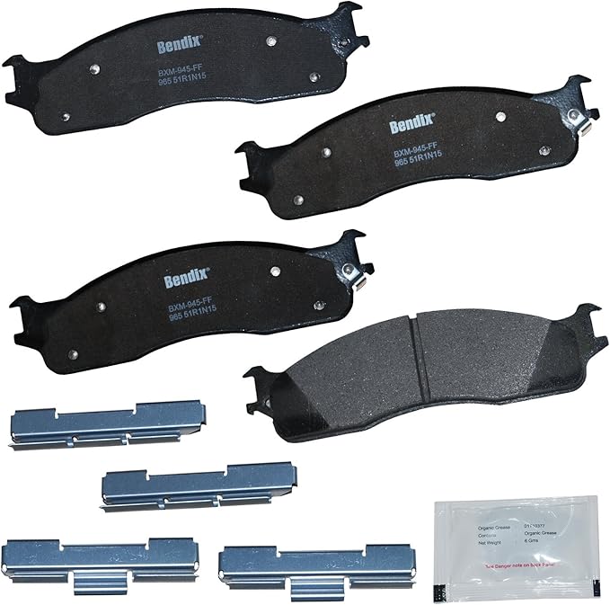 Bendix Priority1 CFM965 Semi-Metallic Front Brake Pads compatible with Dodge Ram 1500 2008-2006, Ram 2500 2008-2003, Ram 3500 2008-2003, Ram 4000 2008-2005