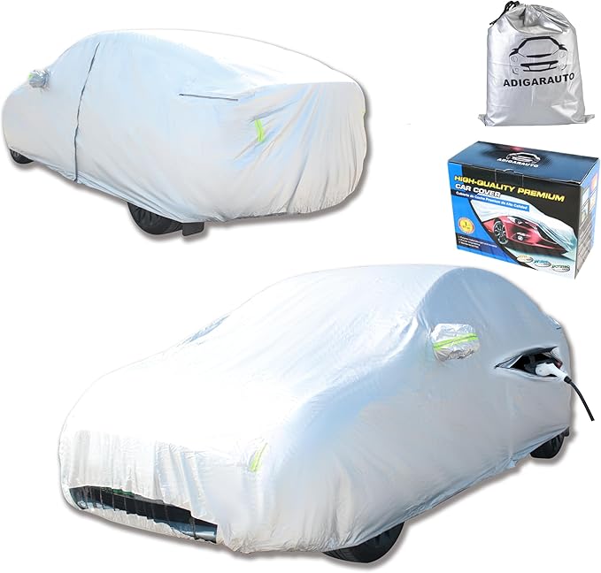 Car Cover Fit for 2017-2023 Tesla Model 3 - All-Weather Outdoor, Waterproof, UV & Rain Protection, Breathable Mesh Ventilation, Charging Port & Driver Side Zipper Access