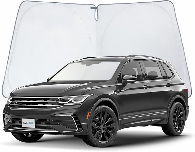 CLIM ART Windshield Sun Shade for Volkswagen (VW) Tiguan 2018-2024, Custom-Fit Foldable Car Sunshade, Vehicle Sun Protector, Front Auto Windshield Cover, Car Accessories - WS3035