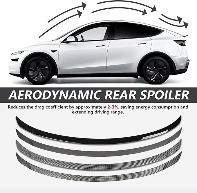 ABS Spoiler for 2025 2026 Tesla Model Y Juniper Rear Spoiler Rear Trunk Spoiler Sport & Performance Type Rear Spoiler Wings Tesla Model Y Juniper Accessories (Gloss Carbon Fiber)