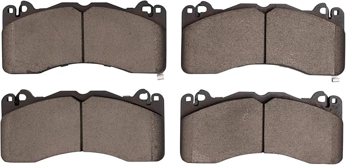 TRQ Front Ceramic Brake Pad Set Includes Contact Point Grease and Hardware Compatible with 21-22 Ford Mustang GT 6 Piston Brembo Calipers 21-22 Mustang Mach 1 6 Piston Brembo Calipers