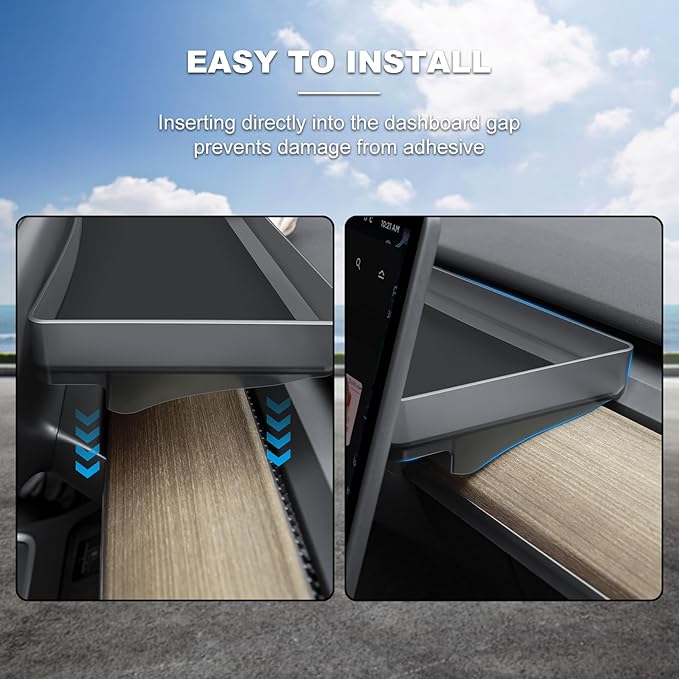 for Tesla Model Y Upgrade Behind Screen Storage Box Dashboard Hidden Organizer Tray Non-Slip Sunglass Card Holder for 2021-2023 Tesla Model 3 and 2021-2025 Model Y (Not fit 2025 Juniper)