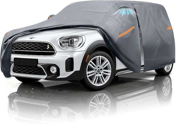 Waterproof MINI Countryman(2010-2026) Car Cover with Breathable Vents, [2025 Upgrade] Premium Covers with Cotton Liner and Zipper Door,Sun Rain Snow Dust Uv Protection.(Gift with Towel)