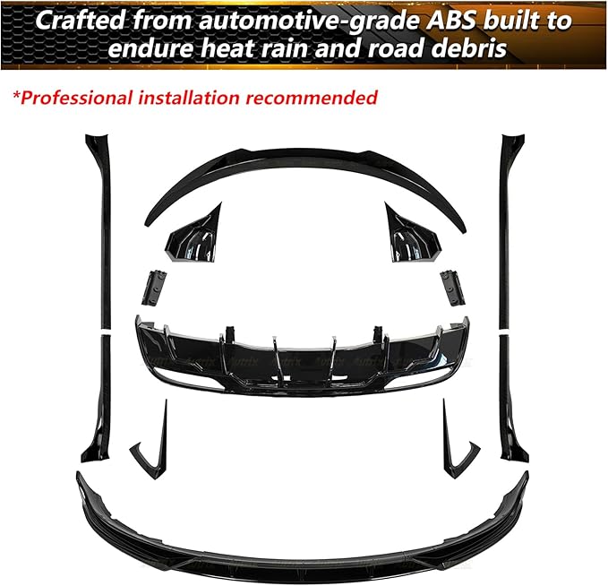 Full Body Kit for Tesla Model 3 Highland 2024-2026, Aero Package Front Lip, Rear Diffuser, Side Skirts, Rear Spoiler, Fog Light Trims Aggressive Performance Style Gloss Black