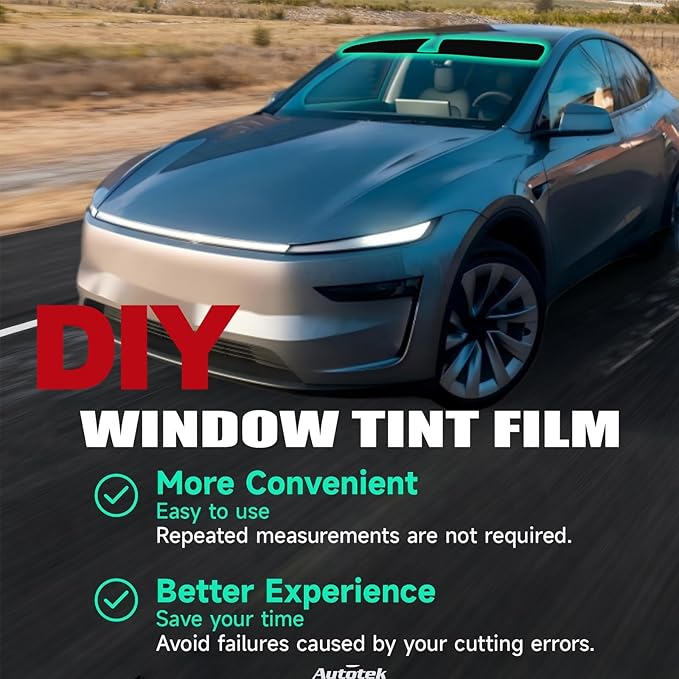 AUTOTEK Precut Windshield Tint Strip for Tesla Model Y 2025-2026, 2Ply Anti-Glare, Heat Blocker & UV Protection Sun Strip Tint Shade for Car Windows, Computer Cut Out, DIY Friendly