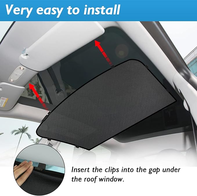 Tesla Model Y Sunroof Sunshade Glass Roof Sunshade Foldable Compatible with Tesla Model Y 2023 2022 2021 2020 Upgrade (4 Piece Set)