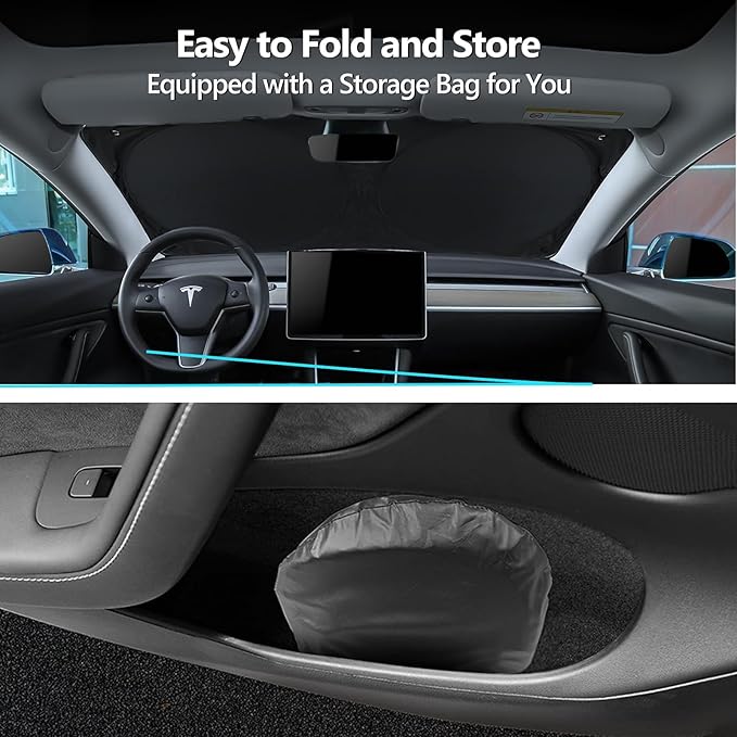2025 Tesla Model Y Juniper Windshield Sunshade Full-Size Folding Heat Insulation Front Window Sun Shade Umbrella Heat UV Protection Visor Accessories for Model Y 2020-2025 Juniper Accessories