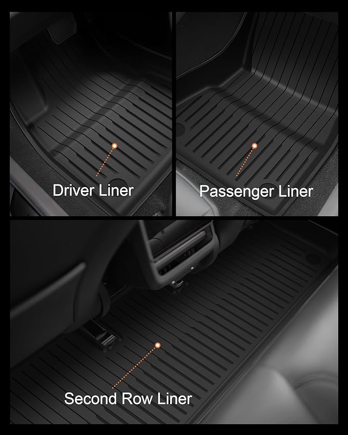 Tesla Model 3 Floor Mats 2021–2023, All-Weather Custom Fit Full Set Car Mats (6pcs) with Front & Rear Cargo Liner, Trunk Tray Interior Accessories, Pet & Child-Friendly
