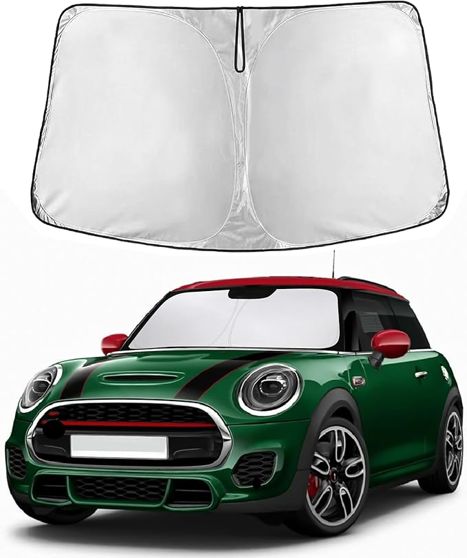 EcoNour Windshield Sun Shade for Mini Cooper F55 2015–2023 2024 2025 | Front Window Sunshade | Foldable Car Sun Protector | Blocks UV Rays & Keeps Interior Cooler