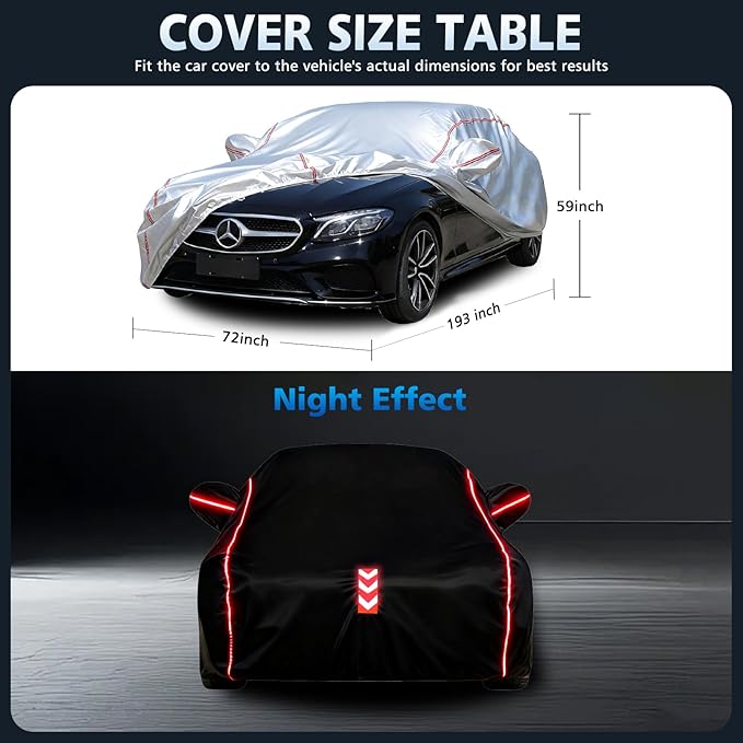 Car Cover Waterproof All Weather for Mercedes-Benz E-Class 2006-2025,All-Around Fastening and 4 Upgrades, 30s Quick-Install for Car Cover