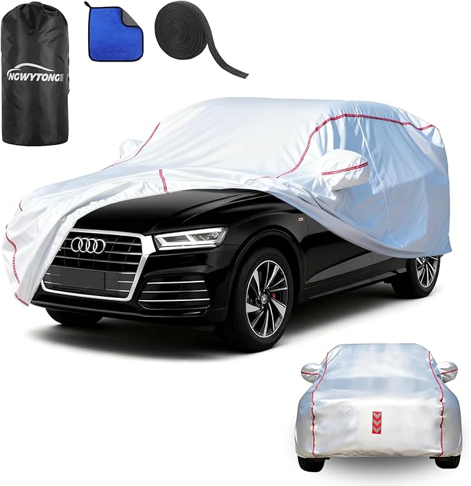 Car Cover Waterproof All Weather for Audi Q5 2004-2026,All-Around Fastening and 4 Upgrades, 30s Quick-Install for Car Cover
