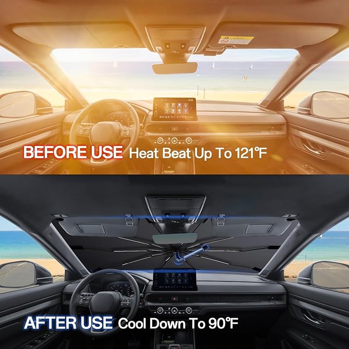 Windshield Sun Shade for Honda Civic 2016-2026, Umbrella Car Shades with 360°Rotating Shaft, Foldable Front Window Sunshade for UV & Heat Protection
