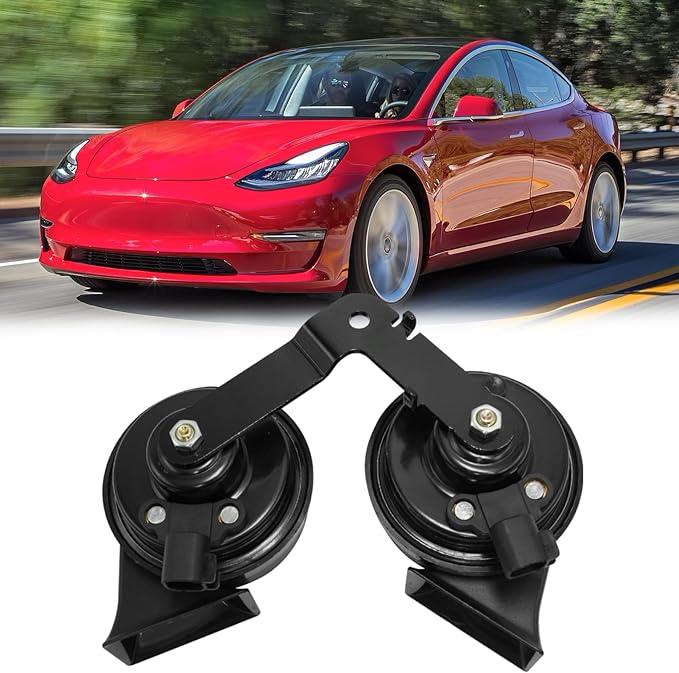 Jaronx Compatible with Tesla Model 3 Horn Assembly with Bracket 2017-2022, Dual Tone Snail for Tesla Model 3 Accessories, High Low Tone Horn Replacement 1486943-00-A 1109660-00-B