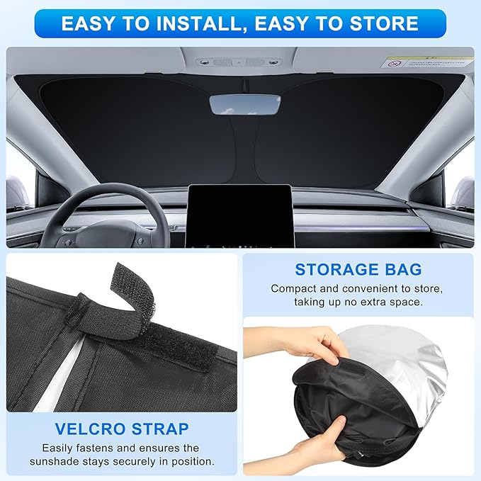 INSAUTO Custom Fit Windshield Sun Shade Accessories for Kia Telluride 2020-2025, Foldable Front Window Sunshade, UV & Heat Reflector, Keeps Interior Cool, Includes Storage Bag