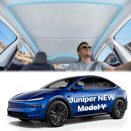 Nmoiss OEM Tesla Model Y Juniper Roof Sunshade [Never Sag Ice Crystal Cooling] No Gap Glass Sunroof Sun Shade, Original Car Style UV Protection Tesla Accessories White