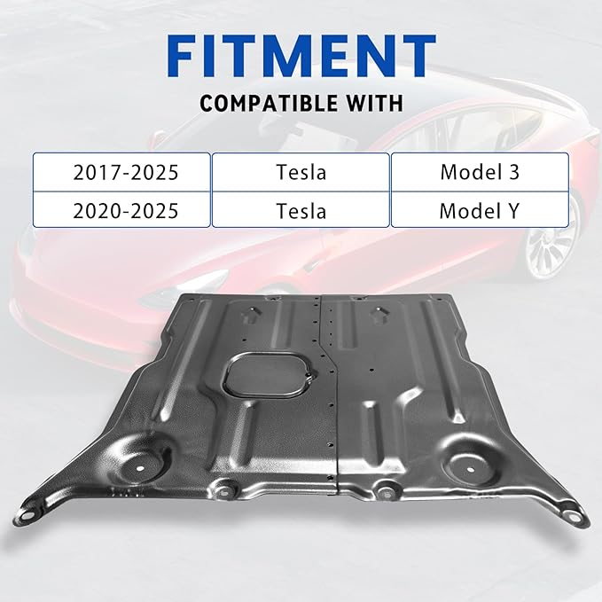 MusixiA Front Skid Plate Compatible with 2017-2025 Tesla Model 3 & 2020-2025 Tesla Model Y, Front Guard Splash Shield Engine Under Cover Chassis
