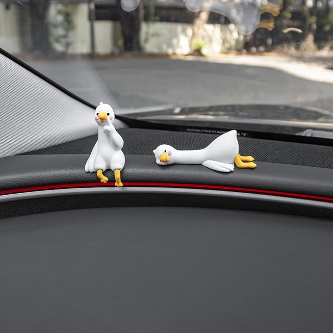 2PCS for Tesla Model Y 2026 Duck Mode Mini Dashboard Decoration Ornament Funny Decors Compatible with 2017-2026 Tesla Modle 3 and New Modle Y Juniper Interior Accessories