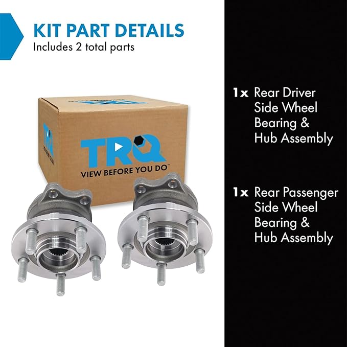 TRQ Rear Wheel Bearing and Hub Assembly Set 2 Piece Compatible with 2000-2004 Subaru Legacy 2000-2004 Outback 2003-2006 Baja