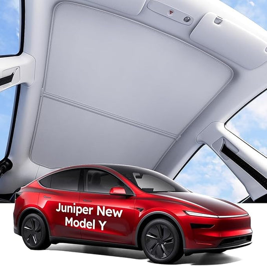 2025 2026 Tesla Model Y Juniper Glass Roof Sunshade with Nano Ice-Crystal Coating, Never Sag Heat Insulation Roof Sun Shade, Interior Accessories for Tesla Model Y Juniper