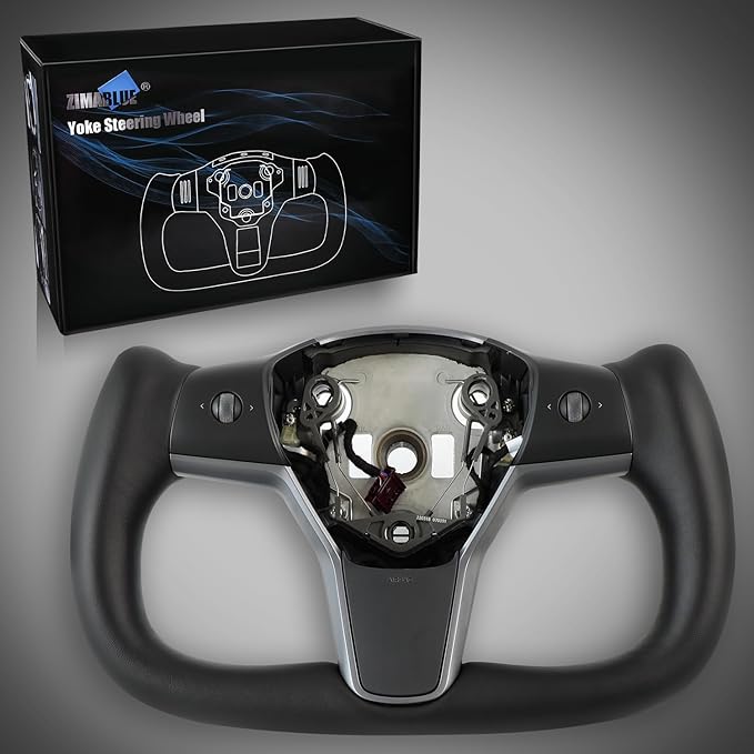 ZIMABLUE Yoke Steering Wheel for Tesla Model 3 2017-2023, Model Y 2019-2024 Steering Wheel with Heating Function Compatible with Tesla Model 3 Y