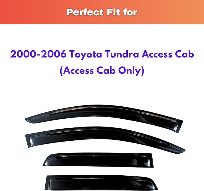 KPY Rain Guards Fit for 2000-2006 Toyota Tundra Access Cab, Out-Channel Window Visors Vent Wind Deflectors 4PC, Truck Accessories for 00-06 Toyota Tundra (Extended Cab Only)