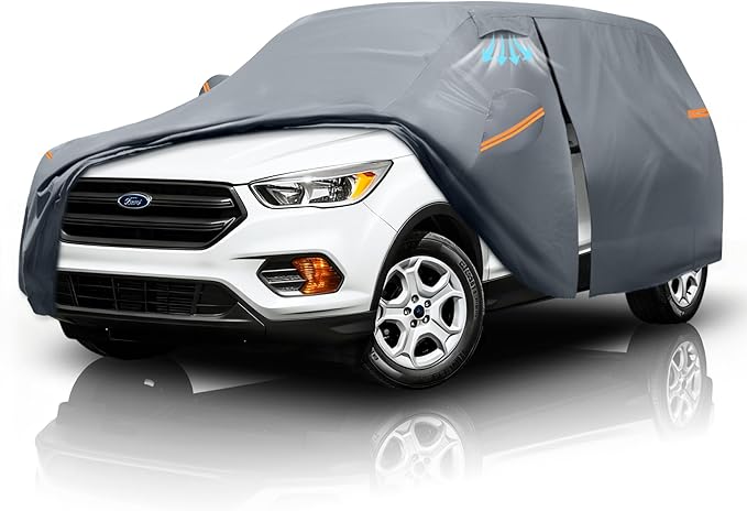 Waterproof Ford Escape(2000-2026) Car Cover with Breathable Vents, [2025 Upgrade] Premium Covers with Cotton Liner and Zipper Door,Sun Rain Snow Dust Uv Protection.(Gift with Towel)