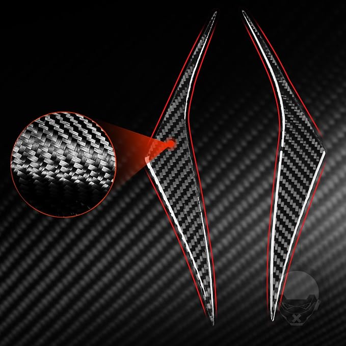 Carbon Fiber Stickers Front Headlight Eyebrow Headlamp Eyelid Eye Lid Decoration Sticker Car Exterior Trim Compatible with Tesla Model 3 2024 2025 Accessories Overlay Decal Cover