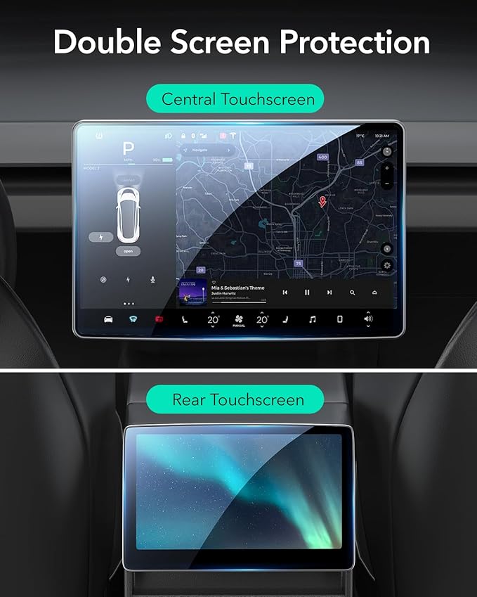 ESR Tempered-Glass Screen Protector for Tesla Model 3 Highland (2024), Matte Glass Film with Alignment Kit, Scratch and Shock Resistant, Bubble Free and Fingerprint Resistant