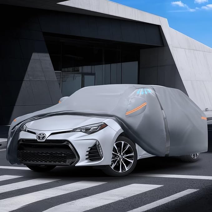 Waterproof Toyota Corolla(2018-2026) Car Cover with Breathable Vents, [2026 Upgrade] Premium Covers with Cotton Liner and Zipper Door, Sun Rain Snow Dust Uv Protection.(Gift with Towel)