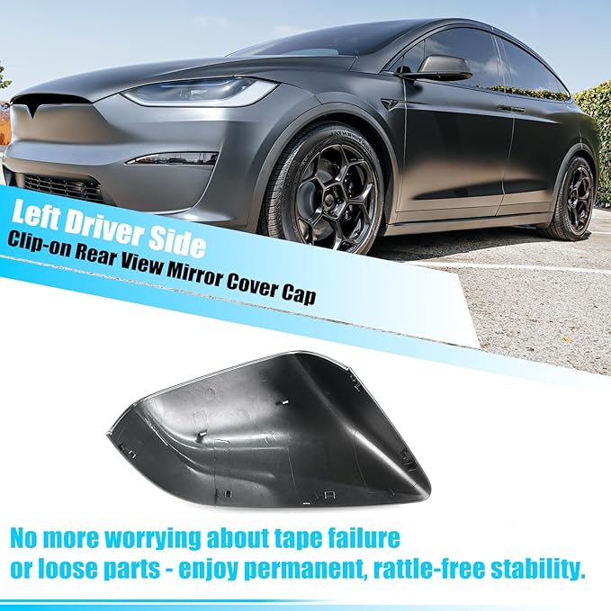 Jaronx Compatible with Tesla Model X Mirror Cover Replacement 2016-2025, Left Driver Side Clip-on Rear View Mirror Cover Cap for Tesla Model X Accessories 1054430-00-D (Midnight Silver)