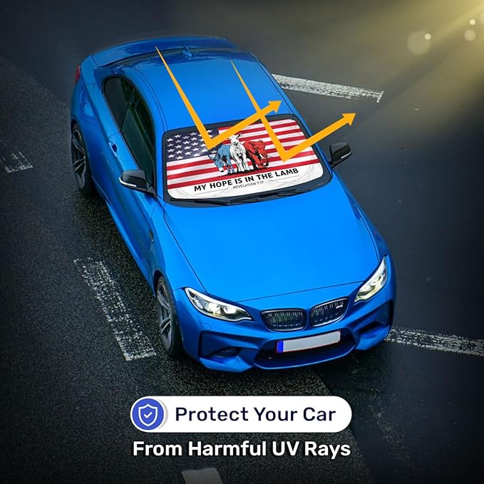 Horror Windshield Sun Shade for Car SUV Truck (55x30 Inches), Front Window Visor for Windows, Protector Blocks UV