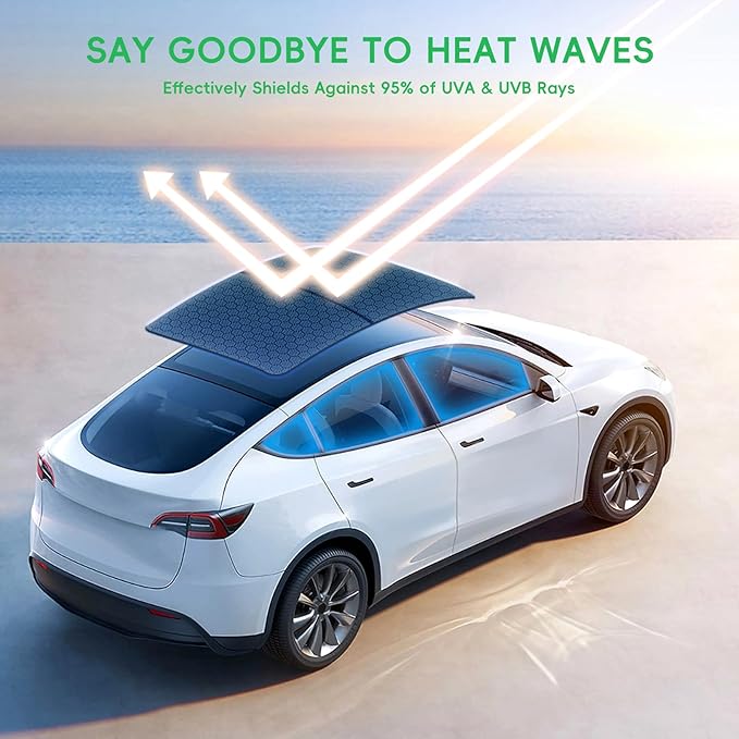 Tesla Model 3 Sunshade Roof No Gaps, No-Sagging Glass Heat Insulation Glass Foldable Roof Sun Shade Accessories for Tesla Model 3 2024-2025, Gray