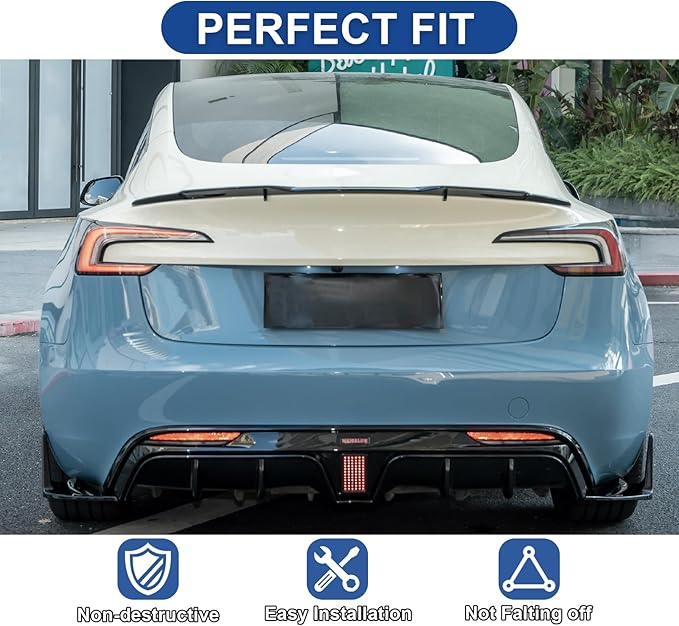 Rear Spoiler for Tesla Model 3 2024 2025 Trunk Spoiler Wing Tail Rear Trunk Lid for Tesla Model 3 Highland,Highkick Glossy Black-Dark Knight Style
