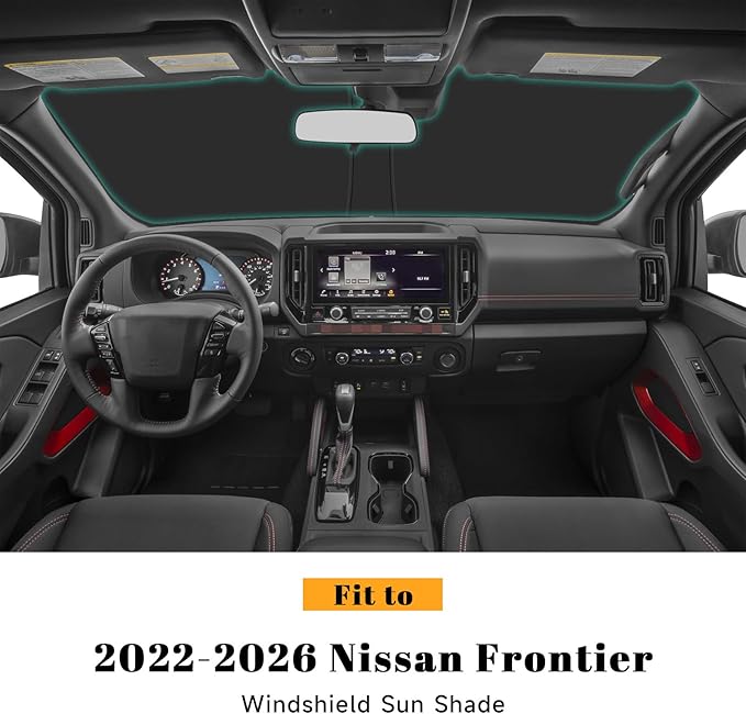 Car Windshield Sun Shade for Nissan 2022-2025 2026 Frontier Accessories (OEM Design) Reflective Foldable Heat Insulation Sunshade for Ultimate Protection