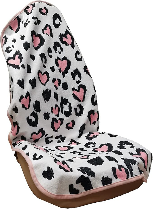 Car Seat Cover Protector Front Seats,for Gym Workout,Running,Swimming,Beach and Hiking,Waterproof Sweat Towel Bucket Seat Covers for Cars SUV Trucks (Leopard Print, 1Pcs)