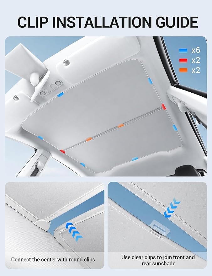 Motrobe 2026 Tesla Model Y Juniper Sunshade Roof [No Gap No Sag] Nano Ice-Crystal Glass Roof Sun Shade Heat Insulation Model Y Juniper (Only Premium & Performance 2025/2026) Accessories Gray