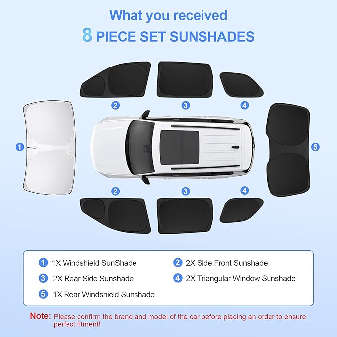 8pcs Car Window Shades forJeep Grand Cherokee 2011-2021(NOT Grand Cherokee L) Accessories,Windshield Side Rear Full Sunshade,Sun Visor UV Blocking, Privacy Protection for Camping Outdoor