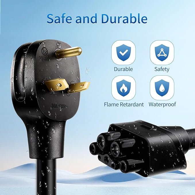 NEMA TT-30 Adapter for Tesla Gen 2 Mobile Connector, 120V 24A RV Camper Outlet Charger Adapter, Durable Level 2 Charging for Tesla Model 3, S, X, Y - Safe and Durable (TT-30P, 11 Inch)