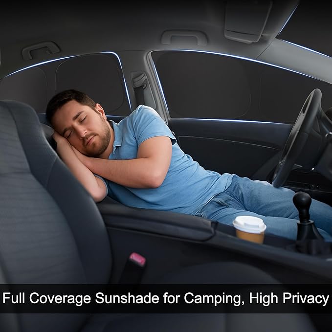 10PCS Sunshade Roof & Full Windshield Side Window for 2020-2024 Tesla Model Y, Heat Insulation Foldable Sun Shade Cover Camping Privacy Accessories with Storage Bag