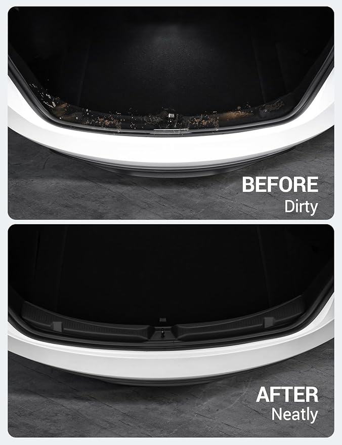 BASENOR 2026 2025 2024 Tesla Model 3 Highland Rear Bumper Guard Protector TPE Trunk Bumper Sill Cover [Proprietary Design] Model 3 Highland Interior Accessories
