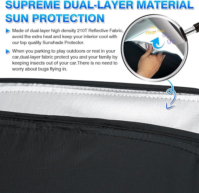 T TGBROS Windshield Sun Shade for Tesla Model 3 2018-2024 2025 Car Window Shades Thicken UV Block and Blackout Privacy Foldable Sunshades 7PCS Keep Cool Sun Visor Covers