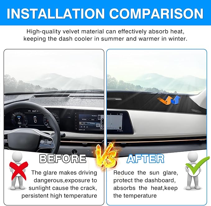 Autorder Dashboard Cover Mat for 2023-2025 2026 Nissan Ariya Accessories Dash Cover Upgrade Velvet Dash Mat Sunshade Glare UV Rays Protector(with HUD)